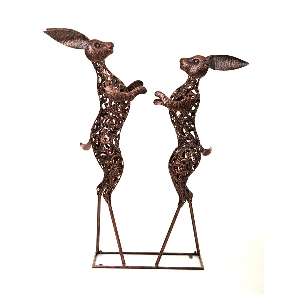 Bronze Boxing Hares Iron Sculpture | 100 x 71 cms