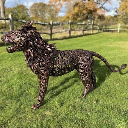 Bronze Lion Iron Sculpture | 81 x 133 cms