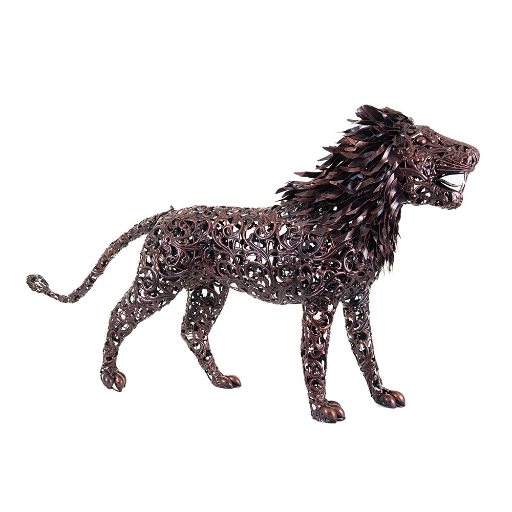 Bronze Lion Iron Sculpture | 81 x 133 cms