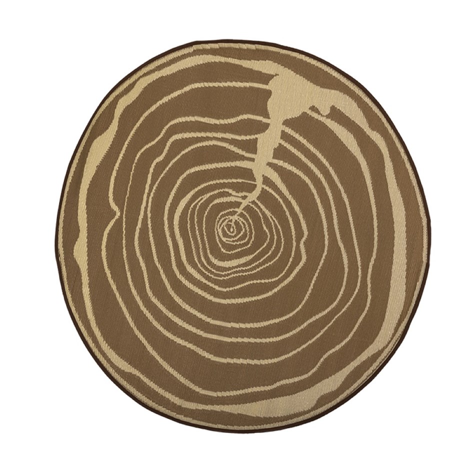 Tree Rings Reversible Waterproof Round Outdoor Carpet