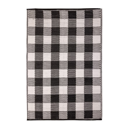 Reversible Black And White Check Garden Carpet L120.7 X D 178.5 X H 0.6 Cm