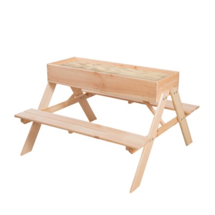 Wooden Picnic Table And Sandpit L93.2 X D 89.2 X H 58.2 Cms