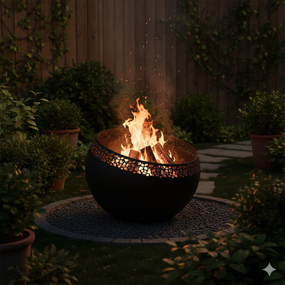 Laser Cut Speckles Steel Fireball