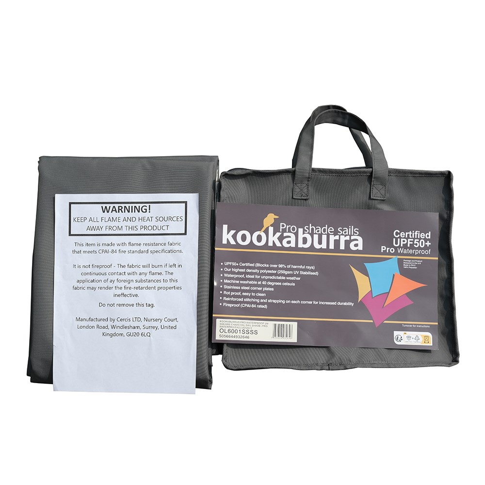 Pro Waterproof Charcoal Sail Shade - Exclusively | Kookaburra®