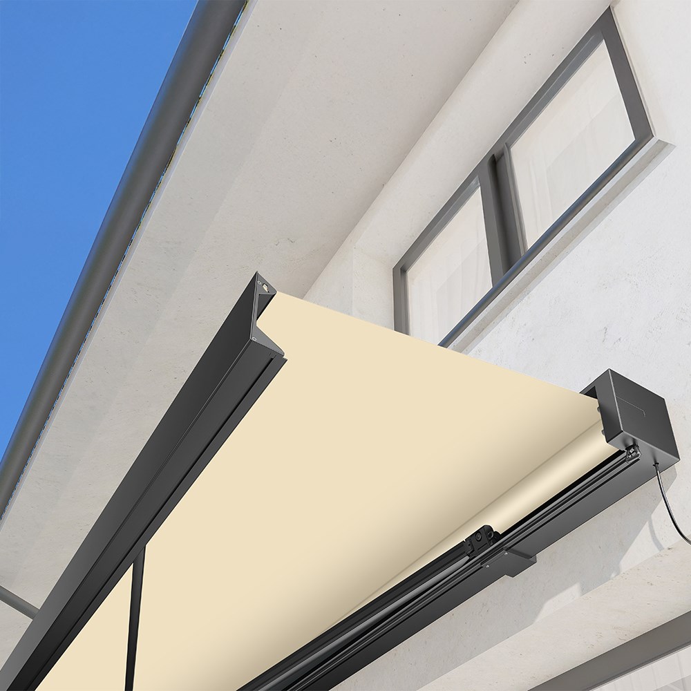 Deluxe Wireless Full Cassette Electric Awning With Lights | Ivory
