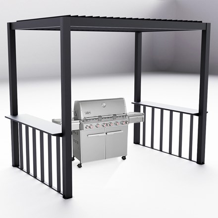 2.5m x 1.5m Deluxe BBQ Pergola with Louvered Shutter Roof by Primrose Living