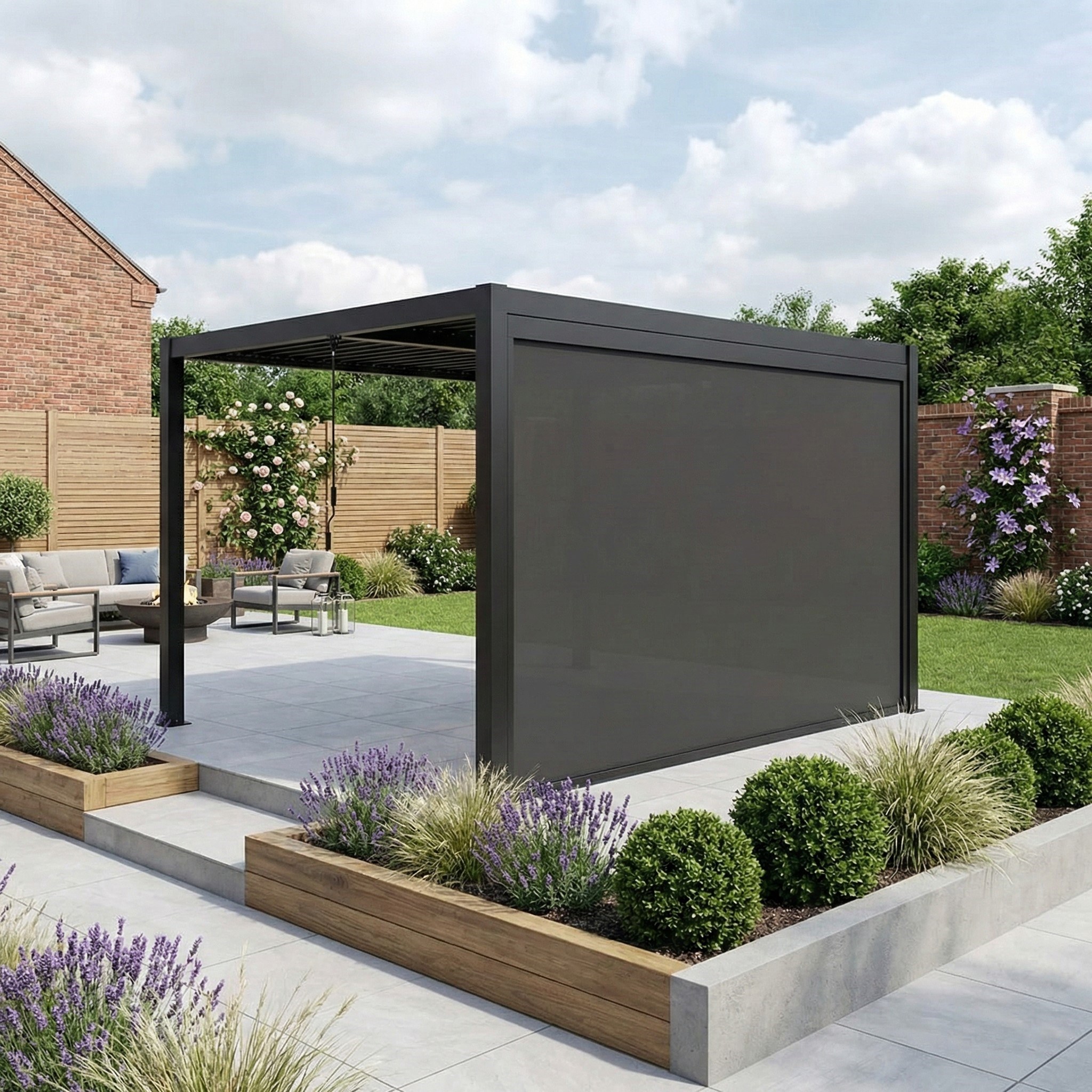 Deluxe Charcoal Pergola Drop Side Blinds
