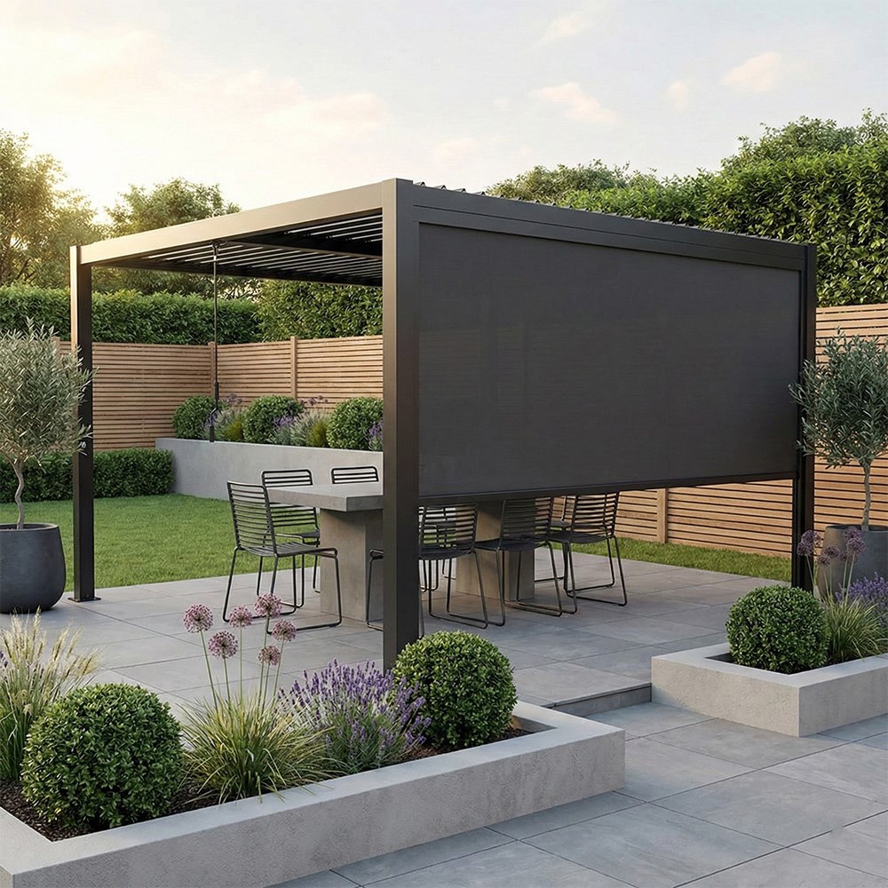 Deluxe Charcoal Pergola Drop Side Blinds