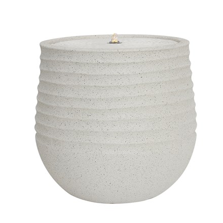 Polyresin Sparkling White WF Short ridged tapered column with flat top