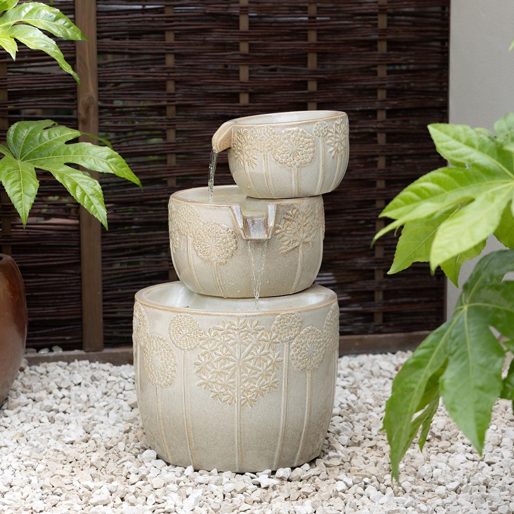 Bronte Ceramic Bowls Cascade Water Feature With LED Lights