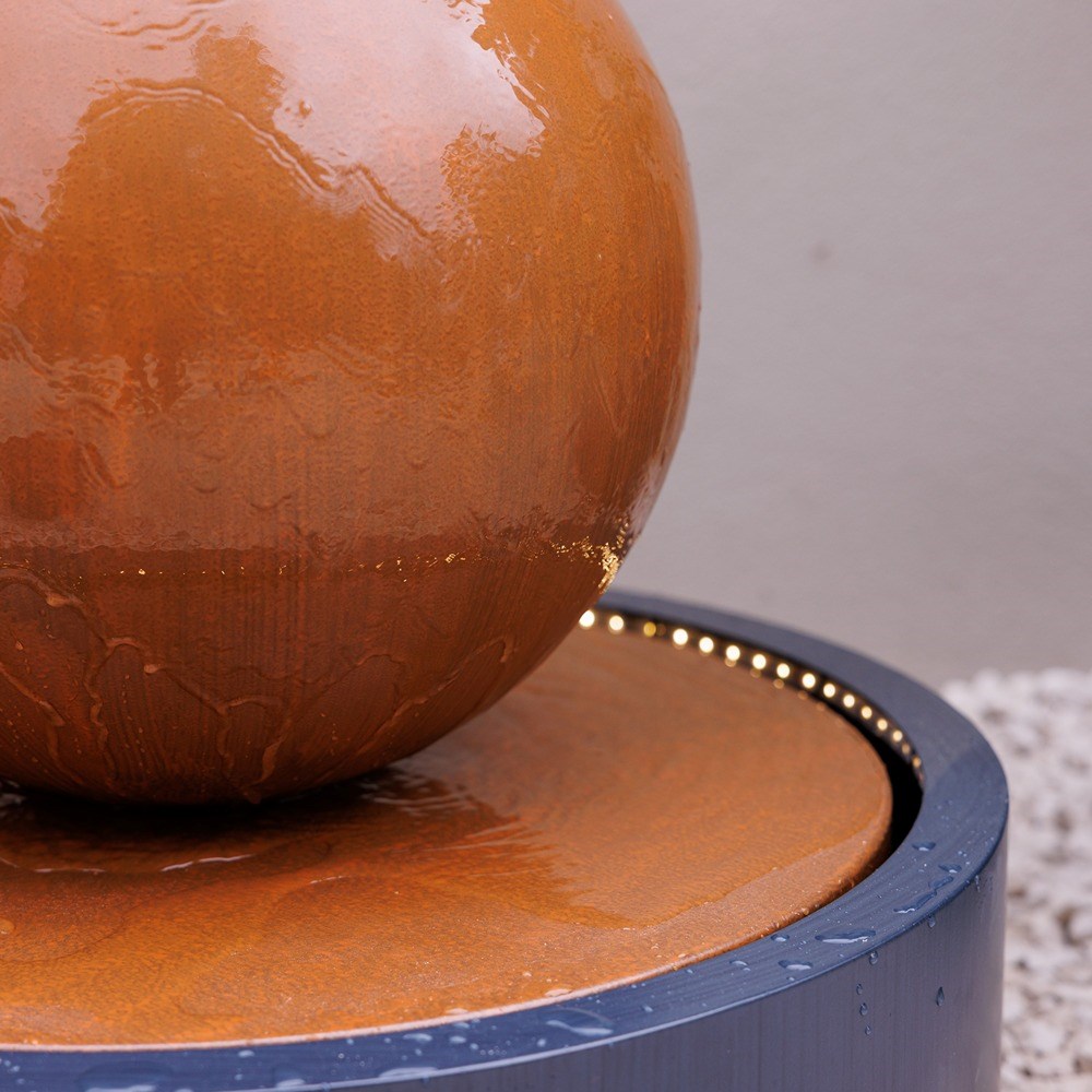 Melincourt Galvanised Zinc Sphere Water Feature With LED Lights