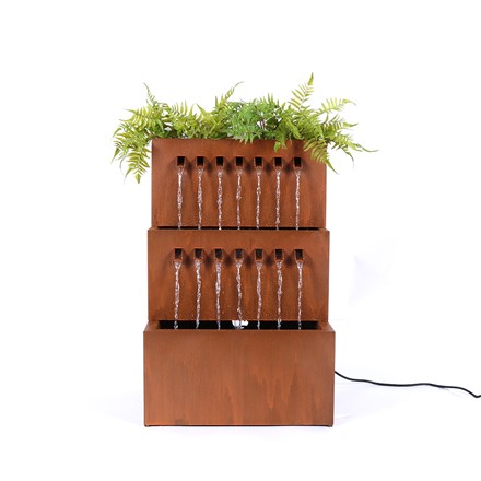 Zinc metal fountain with planter - 2 rows of water fountains