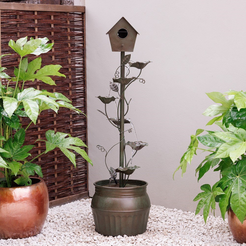 Enchanted Bird Box Zinc Cascade Water Feature