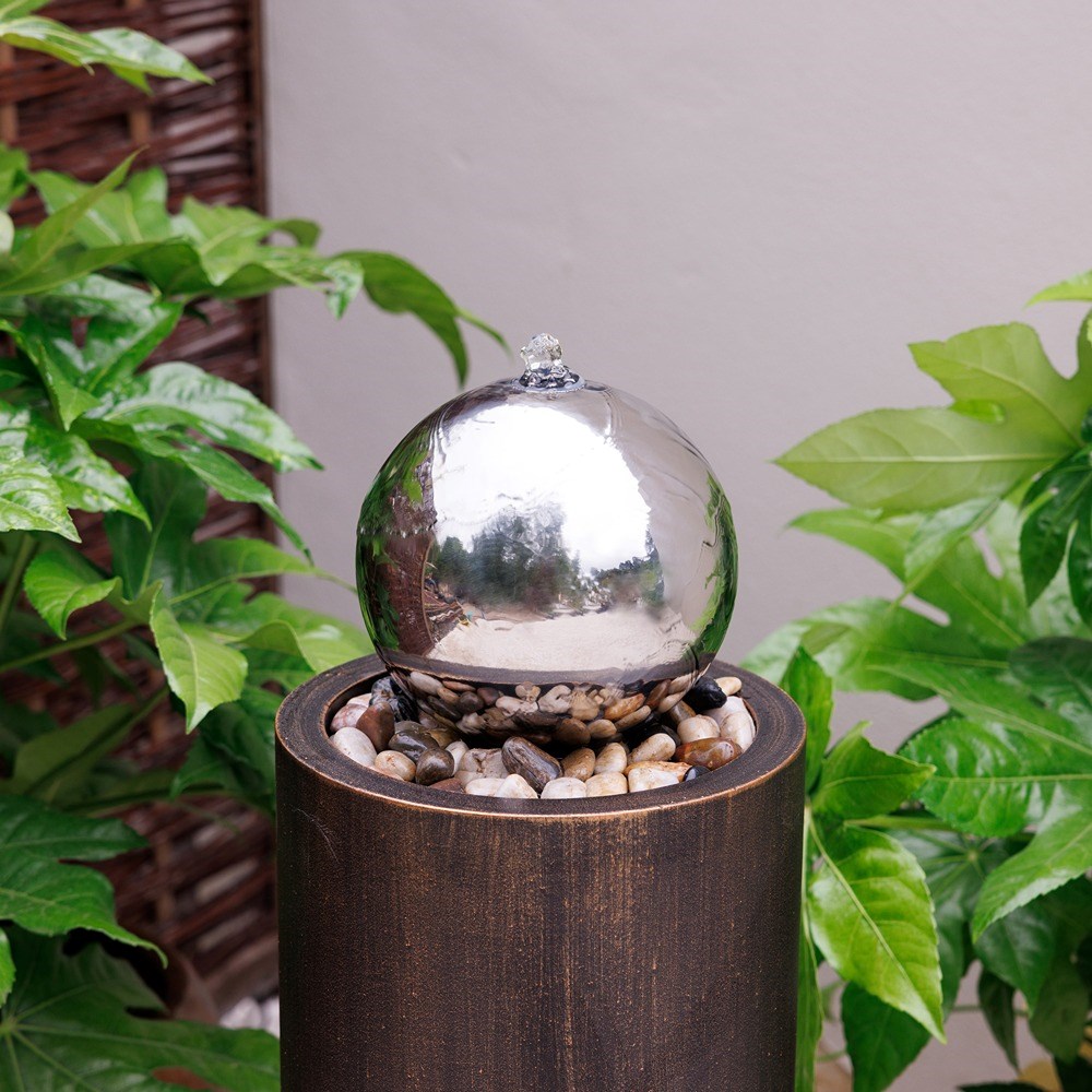 Wildflower Cut Out Sphere Water Feature With LED Lights