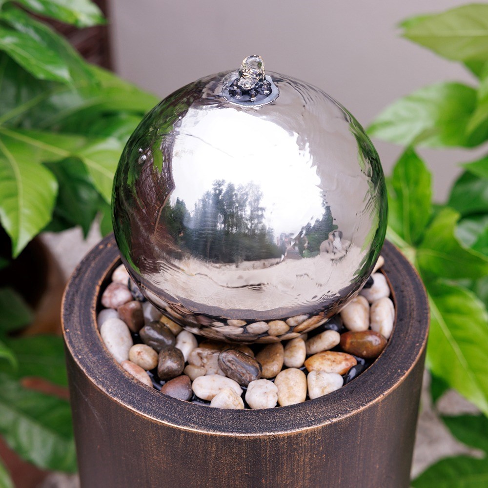 Wildflower Cut Out Sphere Water Feature With LED Lights