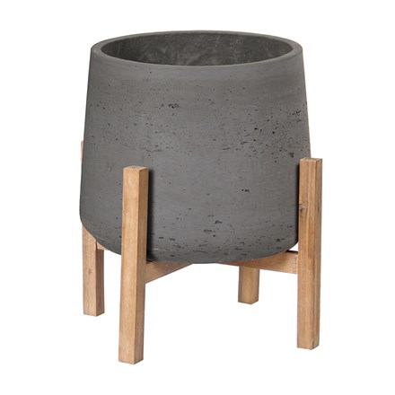 Natural Planter On Wooden Legs - H43cm