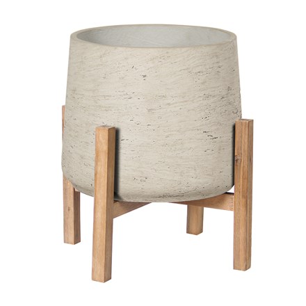 Natural Planter On Wooden Legs - H30cm