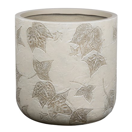 Fibreclay round planter with ivy leaf pattern in natural - Small