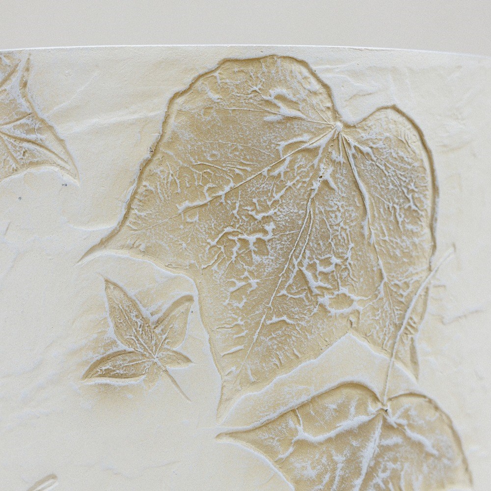 Natural Stone Effect Leaf Pattern Round Planter