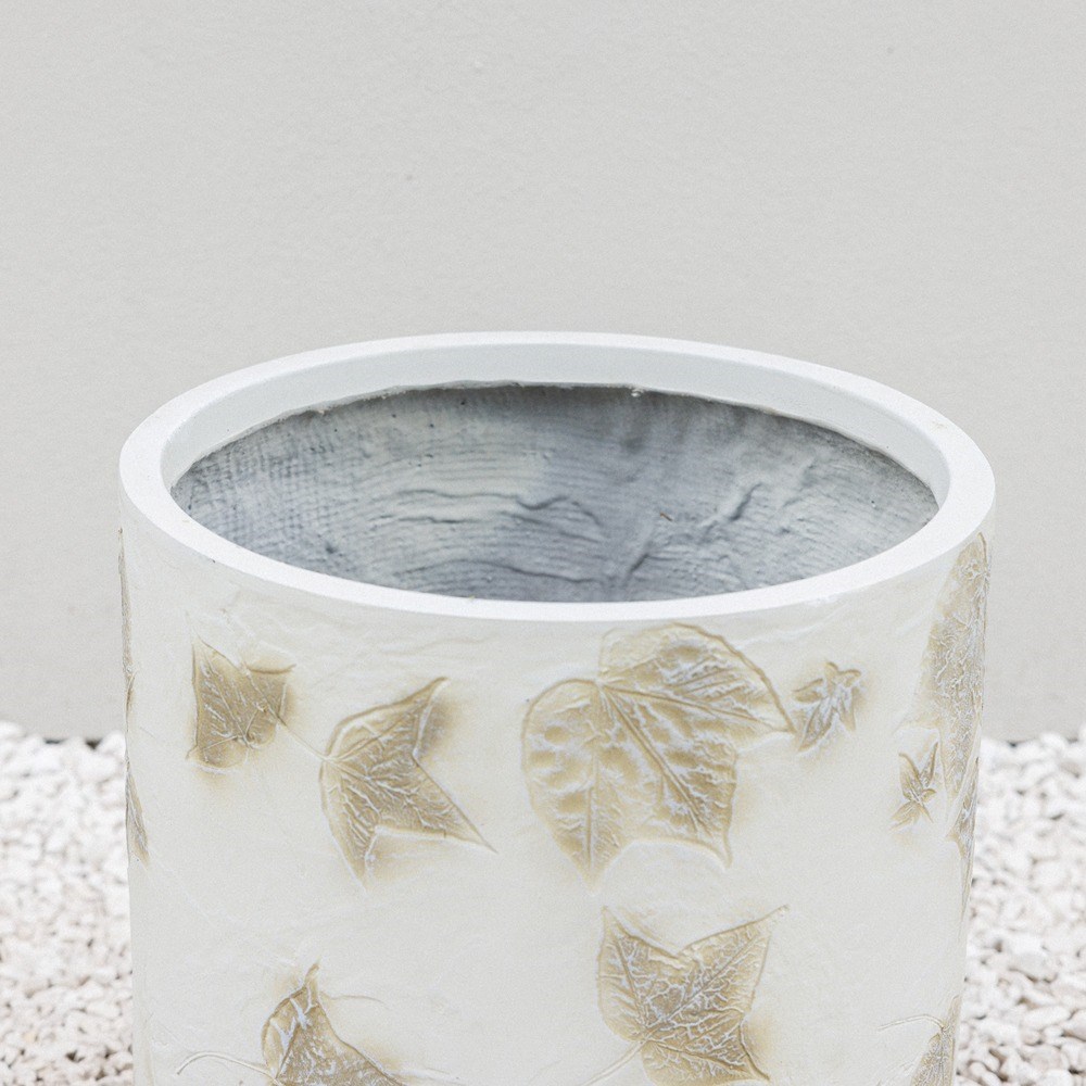 Natural Stone Effect Leaf Pattern Round Planter