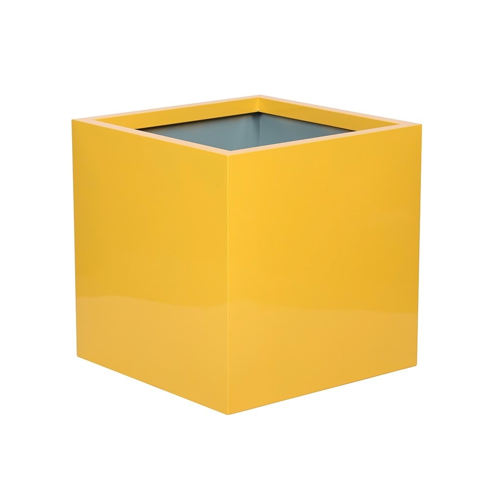 Yellow Zinc Galvanised Cube Planter