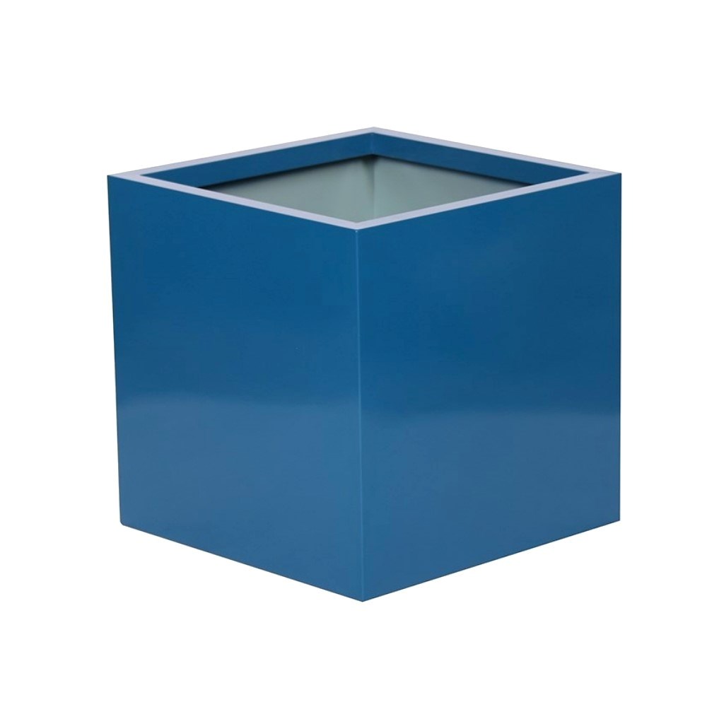 Blue Zinc Galvanised Cube Planter