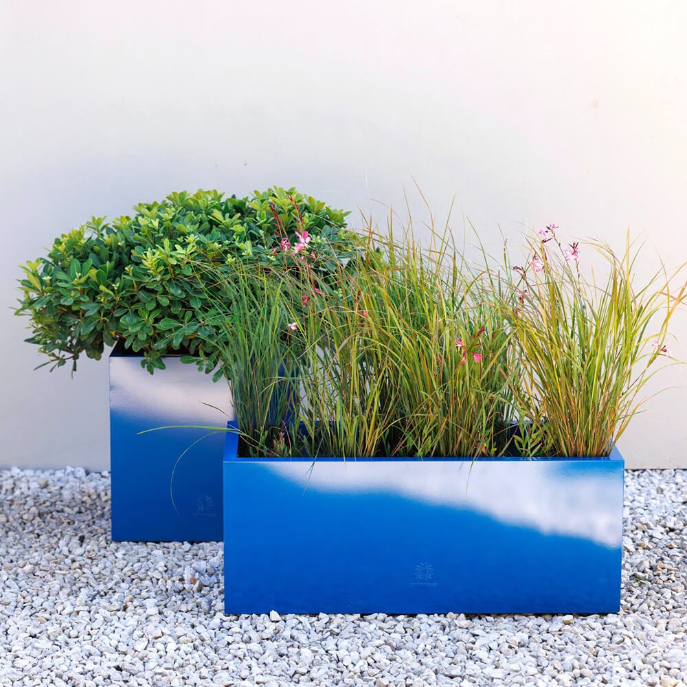 Blue Zinc Galvanised Cube Planter