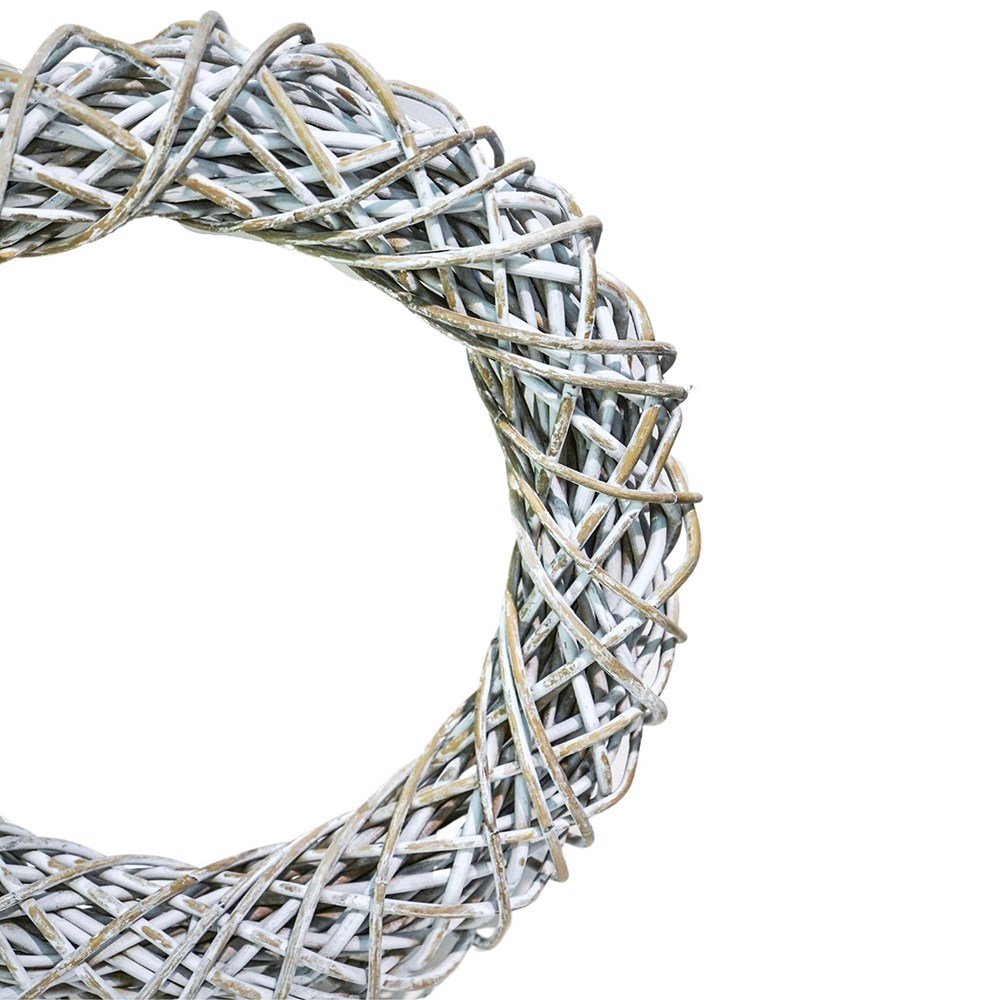 White Floral Door Wreath Rattan 40cm