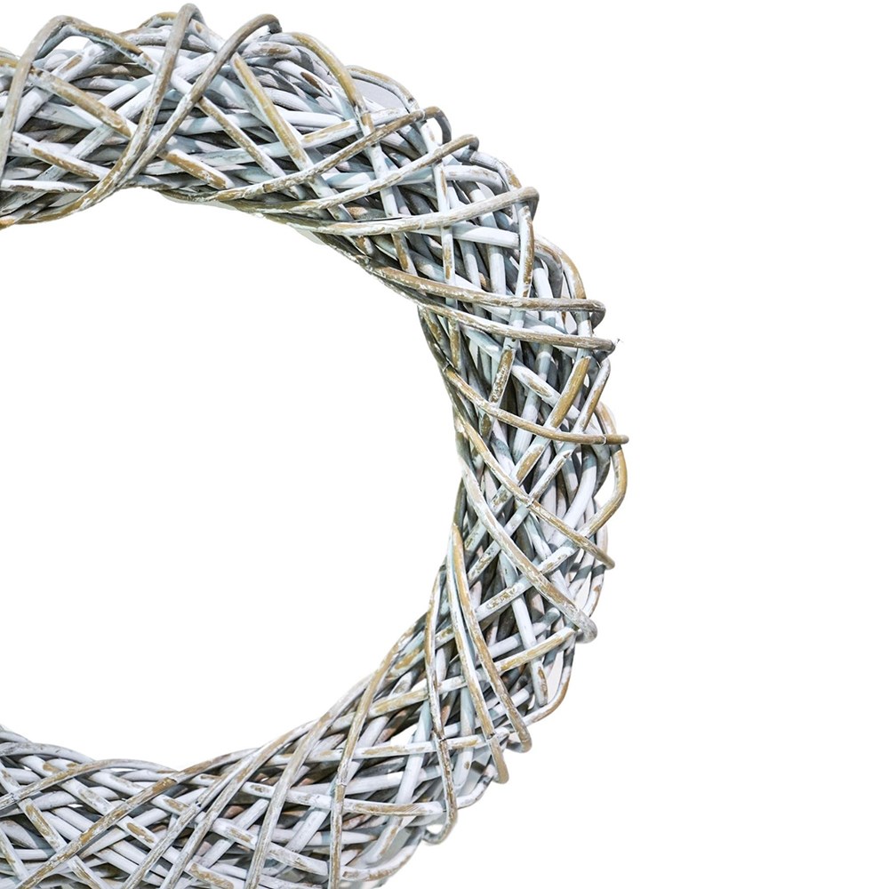 White Floral Door Wreath Rattan 50cm