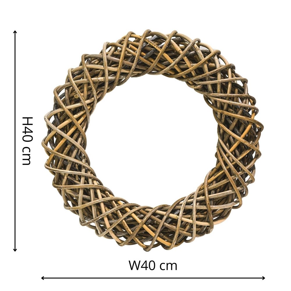 Natural Floral Door Wreath Rattan 40cm