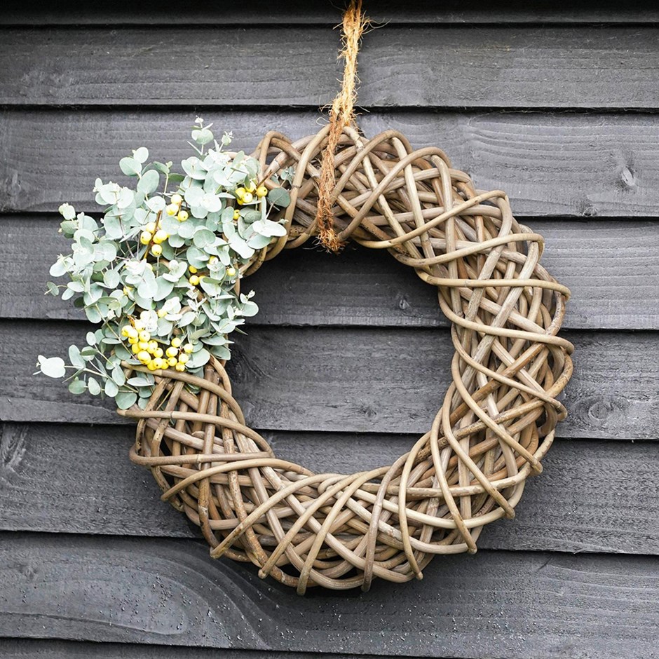 Natural Floral Door Wreath Rattan 50cm