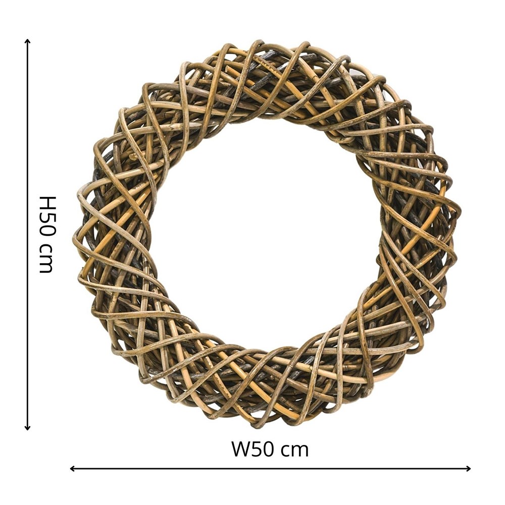 Natural Floral Door Wreath Rattan 50cm