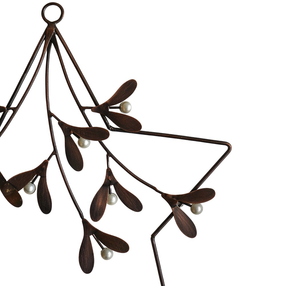 Mistletoe Star Christmas Wreath | Metal | Antique Gold | 30cm