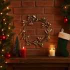 Mistletoe Round Christmas Wreath | Metal | Antique Gold | 30cm