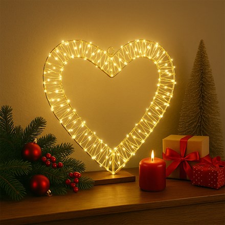 Christmas Heart Wreath With LED Lights