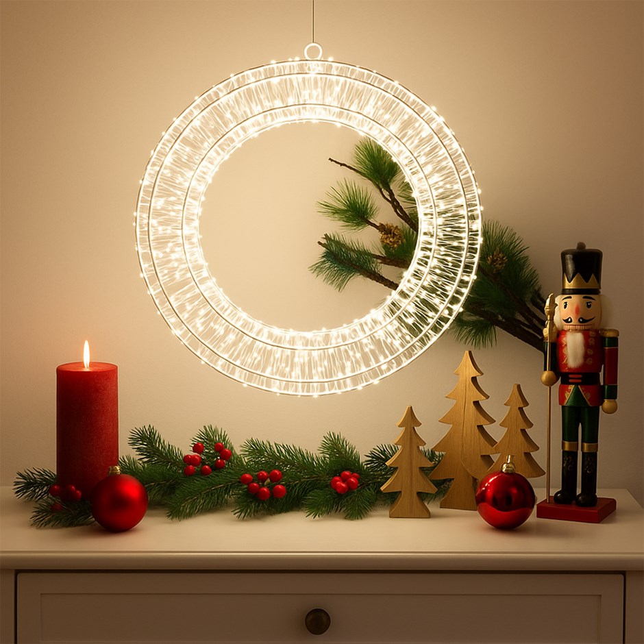 Christmas Wreath With Led Lights | Round