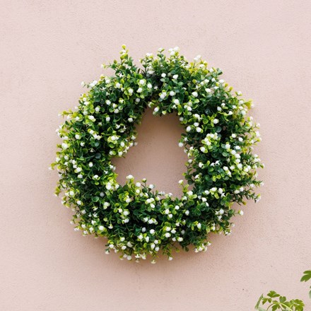 45cm Baby's - Breath Wreath - White