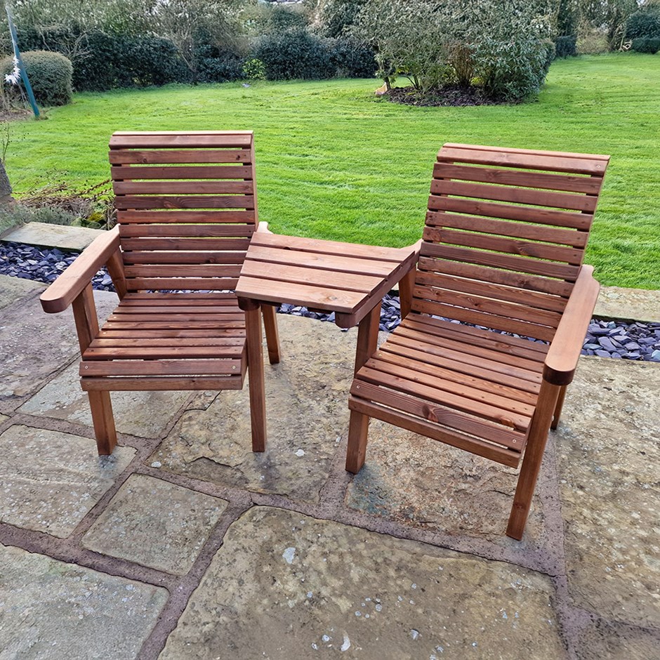 Wooden Angled Love Seat