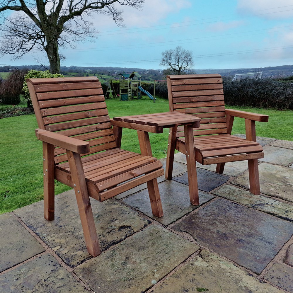Wooden Angled Love Seat