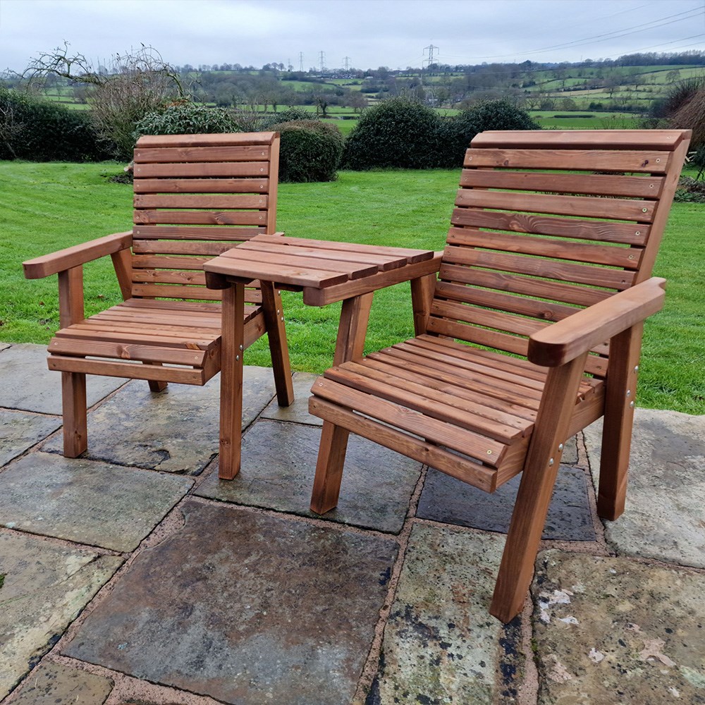 Wooden Angled Love Seat