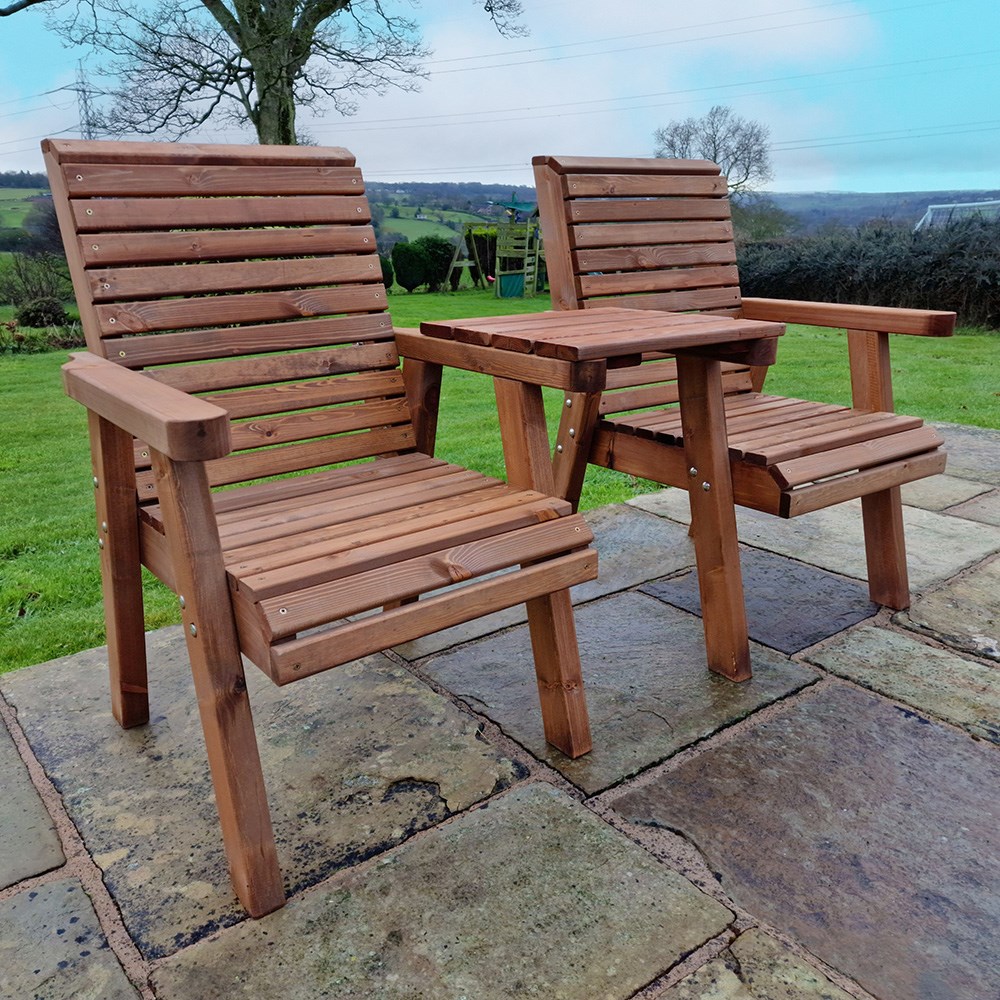 Wooden Angled Love Seat