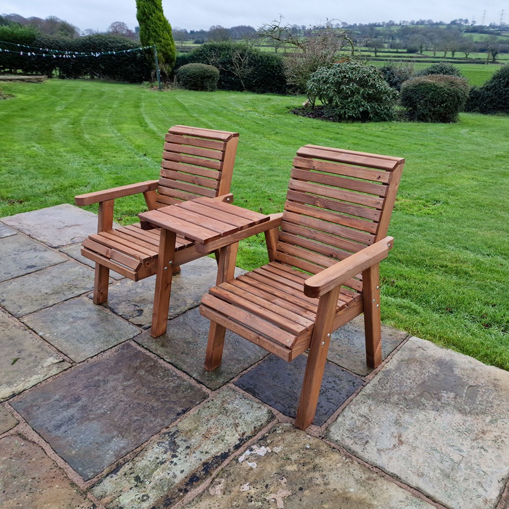 Wooden Angled Love Seat
