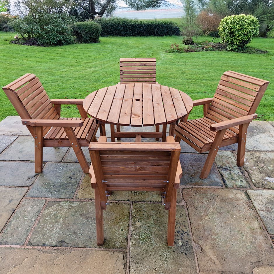 Wooden Round Table & Chairs Dining Set