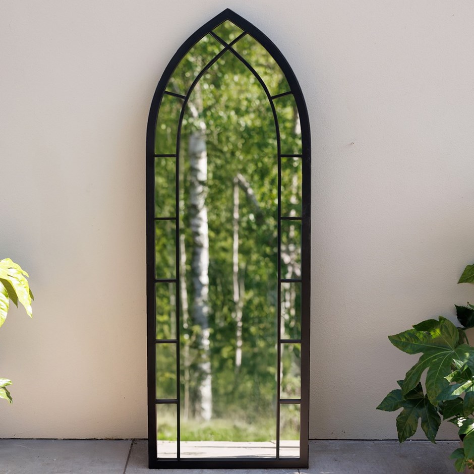 Metal Pointed Arch Garden Mirror