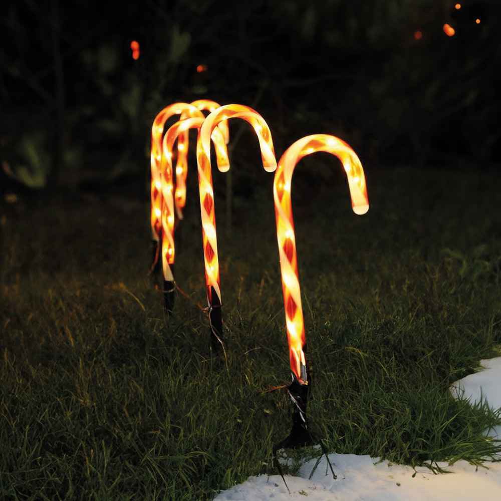 OldPAPA 18" Christmas Candy Cane Pathway Markers Lights - Set Of 12