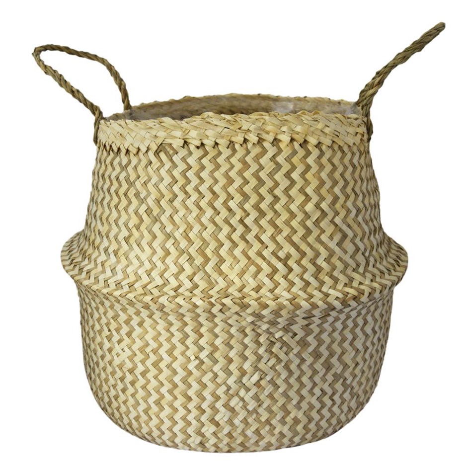 Natural White Chevron Lined Basket