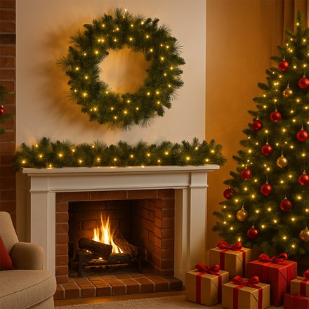 60cm Firefly Wreath 140 Warm White LEDs | Battery Operated