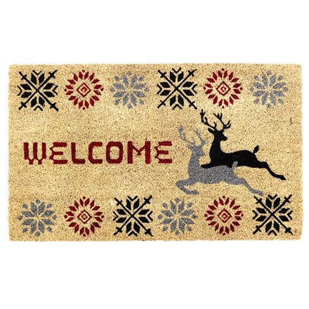 Christmas Stag Design Coir Doormat