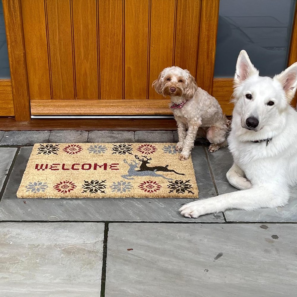 Christmas Stag Design Coir Doormat