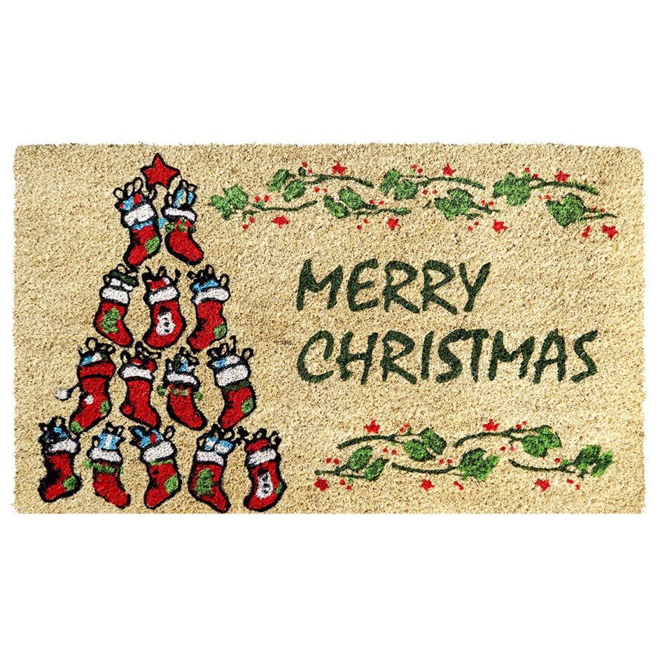 Christmas Socks Design Coir Doormat